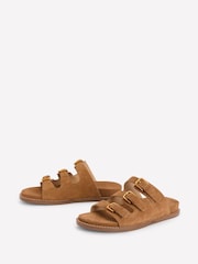 Boden Brown Triple Strap Footbed Sandals - Image 3 of 5