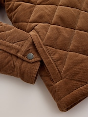 Brown Quilted Cord Borg Lined Shacket - Image 4 of 5
