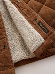 Brown Quilted Cord Borg Lined Shacket - Image 5 of 5
