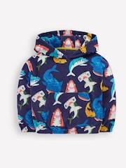 Boden Blue Towelling Pop-over Hoodie - Image 1 of 3