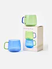 Oliver Bonas Set of 2 Blue Stacking Glass Mugs - Image 2 of 5