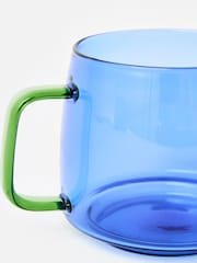 Oliver Bonas Set of 2 Blue Stacking Glass Mugs - Image 4 of 5