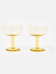 Oliver Bonas Set of 2 Yellow Mari Wine Glasses - Image 1 of 5