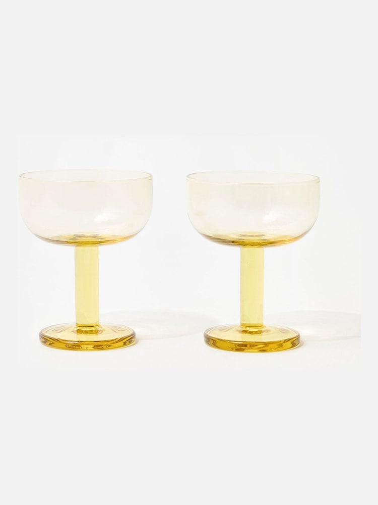 Oliver Bonas Set of 2 Yellow Mari Wine Glasses - Image 1 of 5