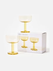 Oliver Bonas Set of 2 Yellow Mari Wine Glasses - Image 2 of 5