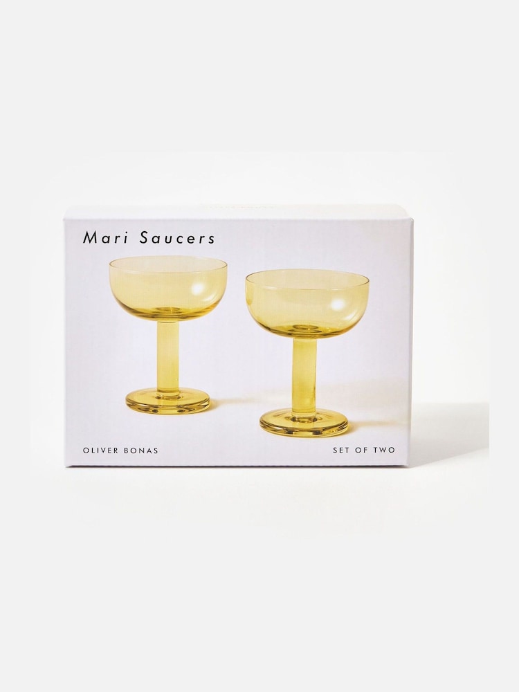 Oliver Bonas Set of 2 Yellow Mari Wine Glasses - Image 5 of 5