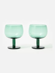 Oliver Bonas Set of 2 Green Mari Wine Glasses - Image 1 of 5