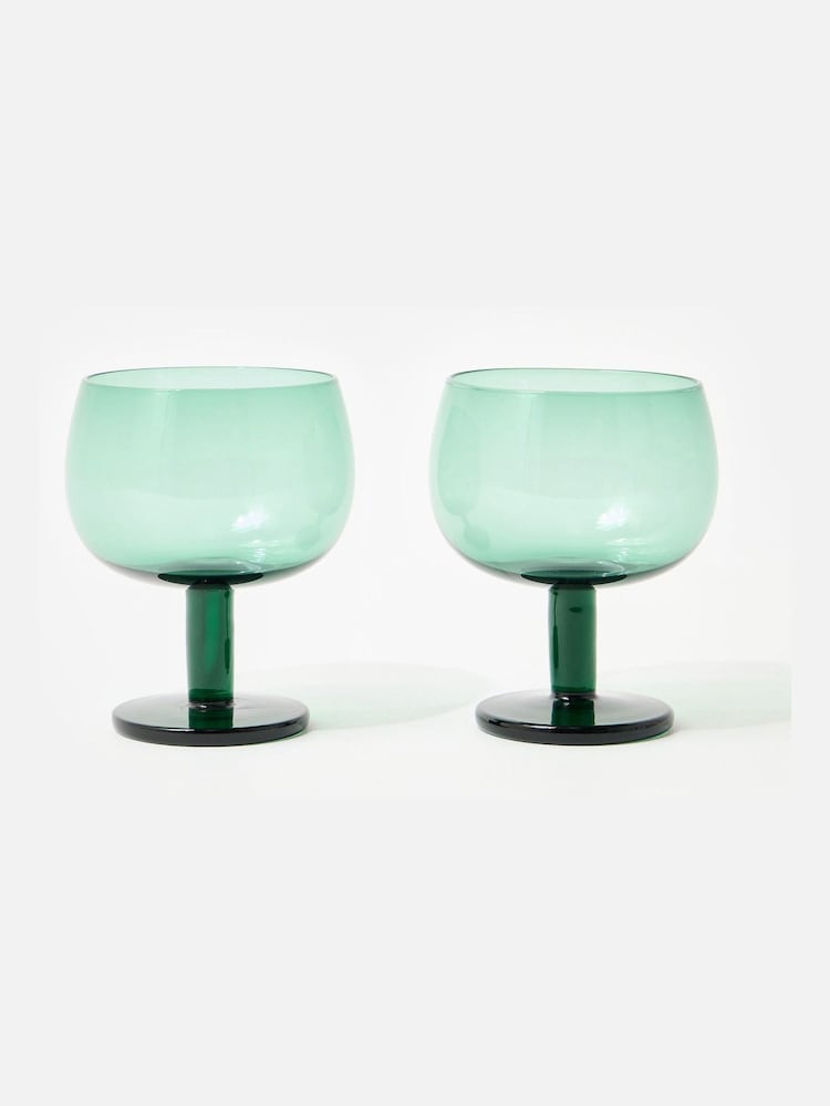Oliver Bonas Set of 2 Green Mari Wine Glasses - Image 1 of 5
