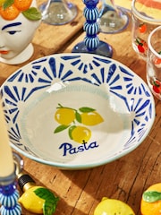 Oliver Bonas Blue Lemon Ceramic Pasta Bowl - Image 2 of 5