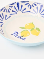 Oliver Bonas Blue Lemon Ceramic Pasta Bowl - Image 4 of 5