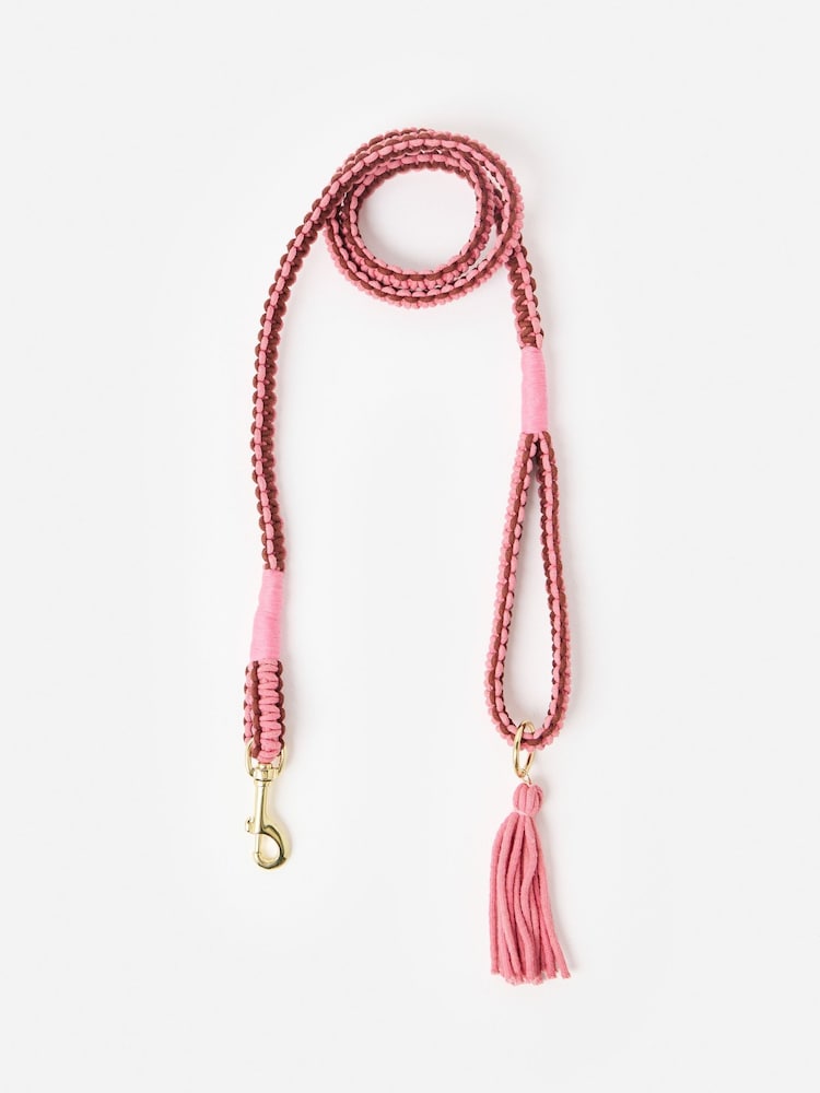 Oliver Bonas Pink & Burgundy Macramé Pet Lead - Image 1 of 4