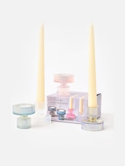 Oliver Bonas Clear Kyto Lustre Candle Stick Holders Set of Four - Image 1 of 6