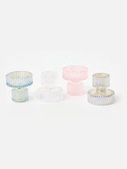 Oliver Bonas Clear Kyto Lustre Candle Stick Holders Set of Four - Image 2 of 6