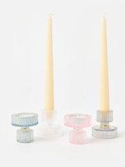 Oliver Bonas Clear Kyto Lustre Candle Stick Holders Set of Four - Image 3 of 6
