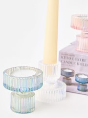 Oliver Bonas Clear Kyto Lustre Candle Stick Holders Set of Four - Image 5 of 6