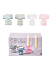 Oliver Bonas Clear Kyto Lustre Candle Stick Holders Set of Four - Image 6 of 6