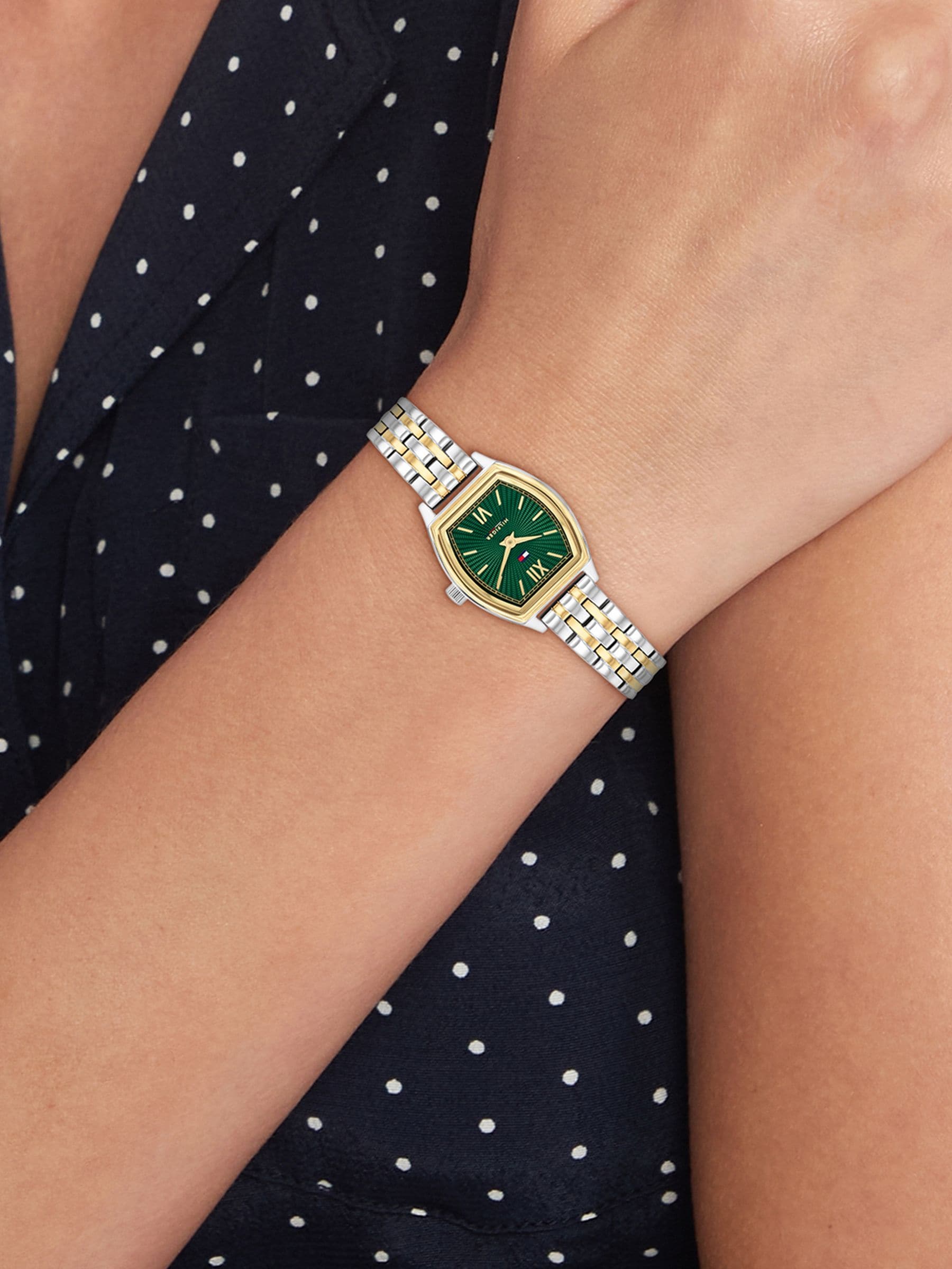 Tommy Hilfiger Women's Steel/Gold 30M Green Two Tone Dial Bracelet Watch - W95455 1782907 - Image 2