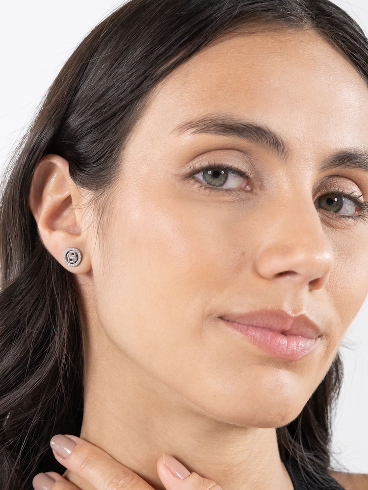 BOSS Silver Tone Double B Divine Stainless Steel Earrings - Image 1 of 4 BOSS Silver Tone Double B Divine Stainless Steel Earrings - Image 1 of 4