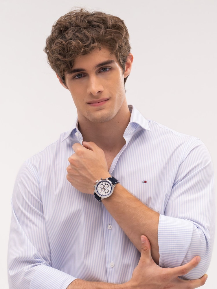 Tommy Hilfiger Blue Leather Strap Watch - Image 2 of 5 Tommy Hilfiger Blue Leather Strap Watch - Image 2 of 5