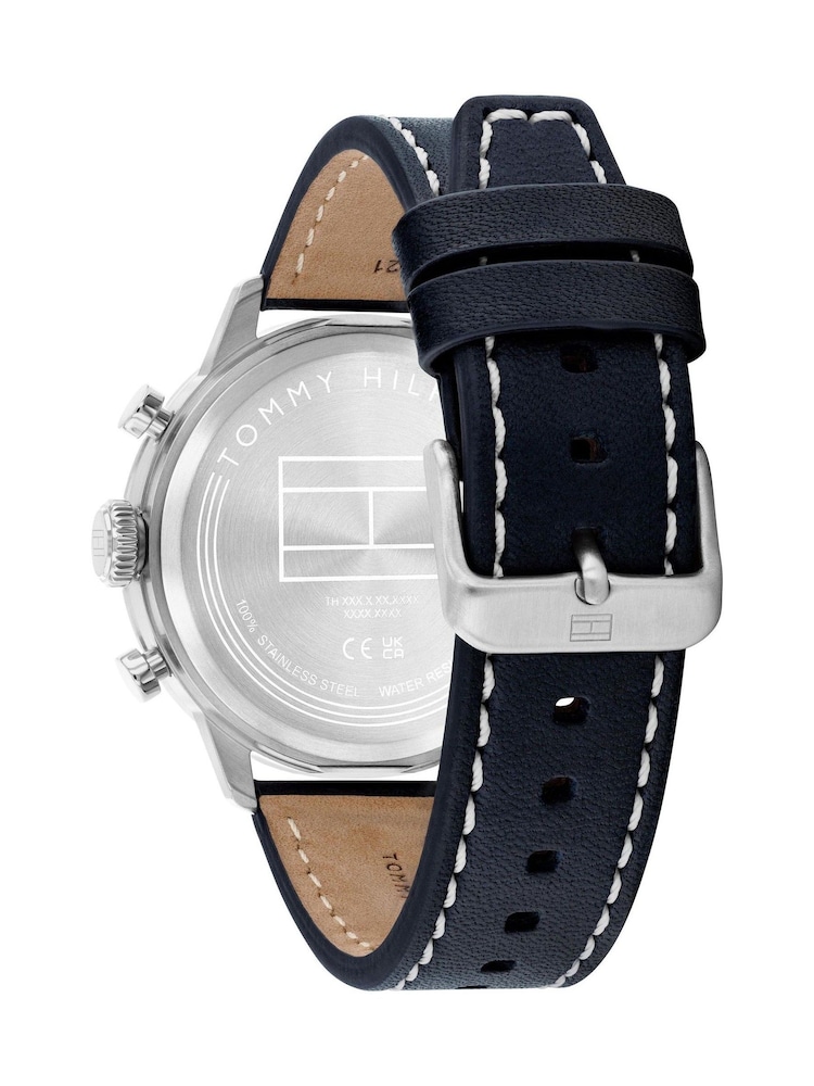 Tommy Hilfiger Blue Leather Strap Watch - Image 5 of 5 Tommy Hilfiger Blue Leather Strap Watch - Image 5 of 5