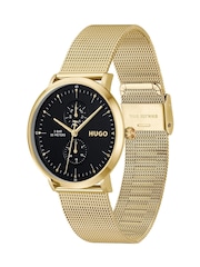 HUGO Gold Tone Style Light Pvd Mesh Bracelet Watch - Image 5 of 5