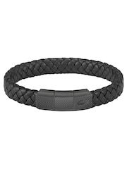 Lacoste Black Rokel Braided Leather Bracelet - Image 2 of 2