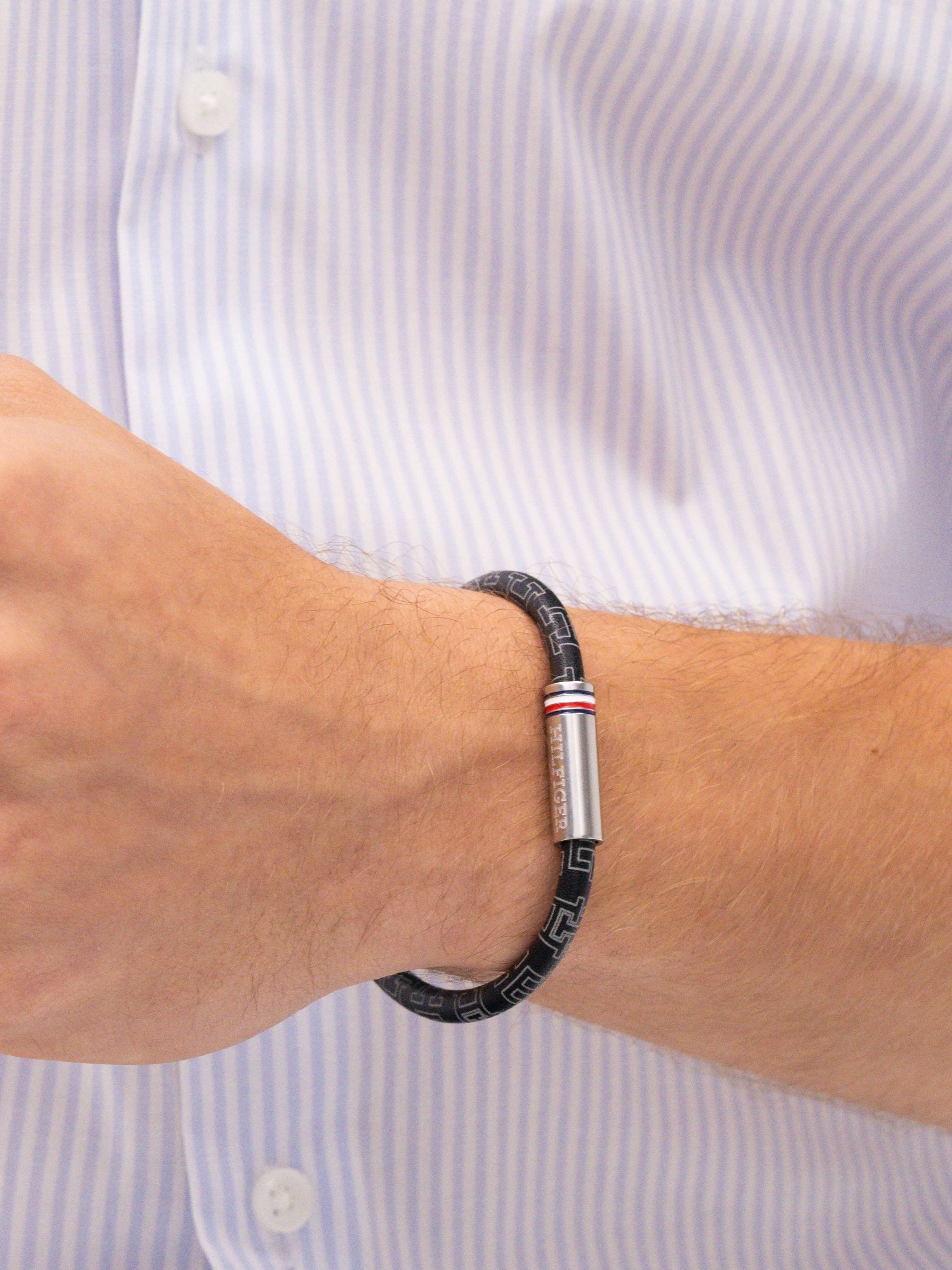 Tommy Hilfiger Men's ’S Cord Leather Bracelet - Black - Image 3