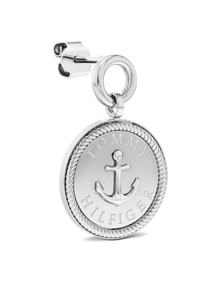 Tommy Hilfiger Silver Tone Nautical Charm Stainless Steel Earrings - Image 2 of 3 Tommy Hilfiger Silver Tone Nautical Charm Stainless Steel Earrings - Image 2 of 3