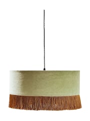 Oliver Bonas Light Green Ero Velvet & Tassel Drum Lamp Shade - Image 5 of 5
