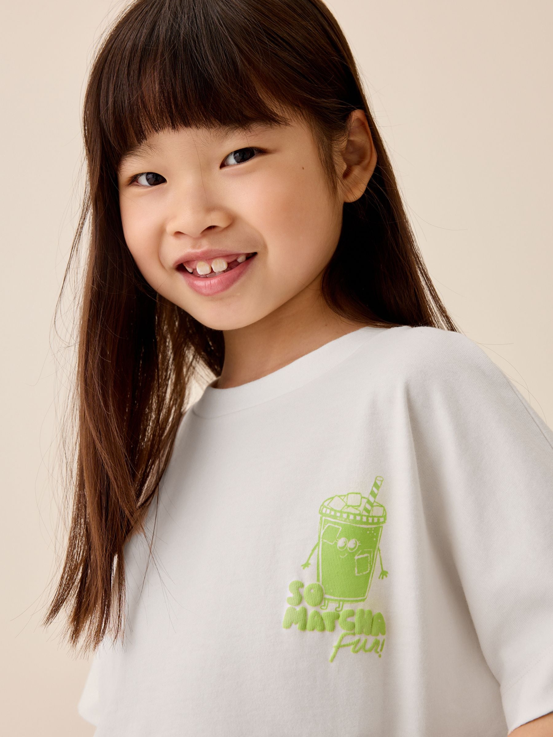 Buy White Matcha Boxy Graphic T-Shirt (3-16yrs) from the Next UK