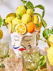 Oliver Bonas Cream Luca Face Fruit Ceramic Plant Pot - Image 2 of 5