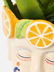 Oliver Bonas Cream Luca Face Fruit Ceramic Plant Pot - Image 4 of 5