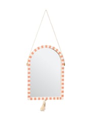 Oliver Bonas Brown Wooden Striped Tassel Wall Mirror - Image 4 of 4