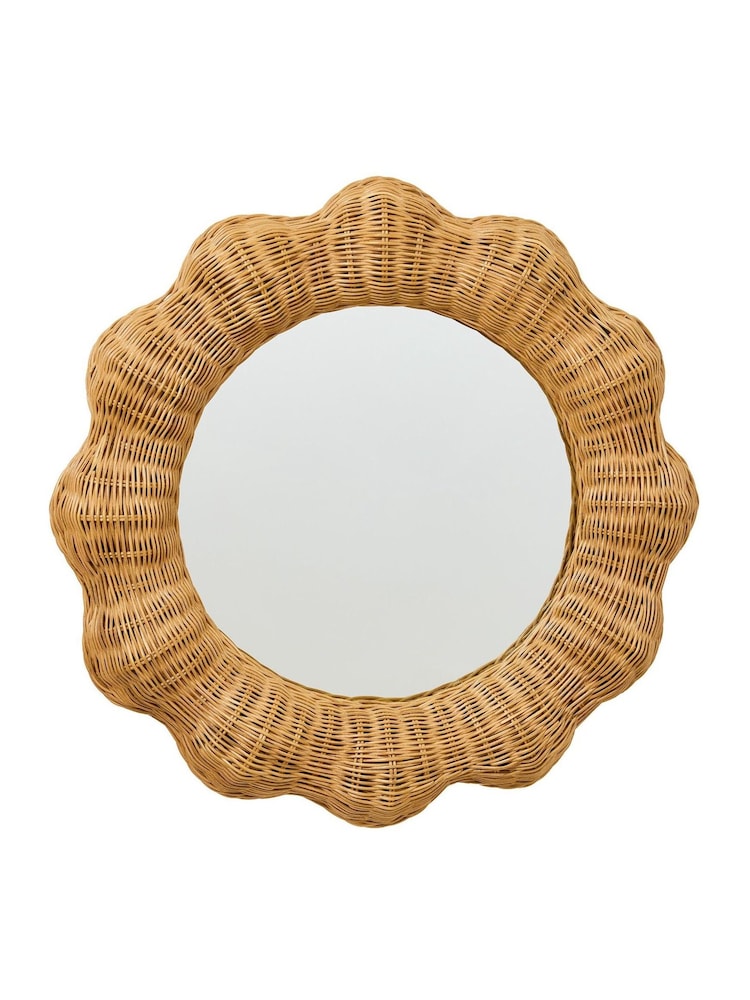 Oliver Bonas Natural Rattan Scalloped Wall Mirror - Image 4 of 4