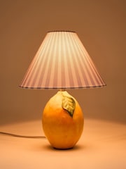 Oliver Bonas Yellow Lemon Ceramic Striped Desk & Table Lamp - Image 2 of 6