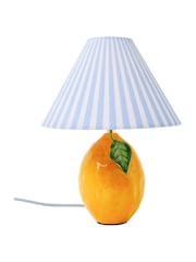 Oliver Bonas Yellow Lemon Ceramic Striped Desk & Table Lamp - Image 6 of 6