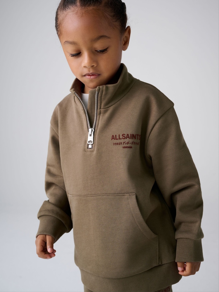 smALLSAINTS Green Underground Funnel Neck Sweat Top & Jogger Set - Image 2 of 7 smALLSAINTS Green Underground Funnel Neck Sweat Top & Jogger Set - Image 2 of 7