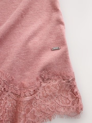 Pink Lace Detail Cosy Ribbed Long Sleeve Pyjamas - Image 7 of 8