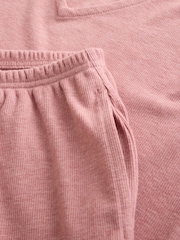 Pink Lace Detail Cosy Ribbed Long Sleeve Pyjamas - Image 8 of 8