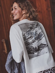 Grey Leopard Print Ski Scene Short Sleeve Pyjamas - Image 1 of 10