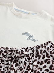 Grey Leopard Print Ski Scene Short Sleeve Pyjamas - Image 9 of 10