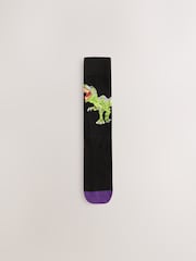 Black Bright Large Dinosaur - 圖案襪子 5 雙裝 - 圖片 4/8