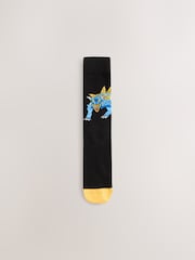 Black Bright Large Dinosaur - 圖案襪子 5 雙裝 - 圖片 6/8