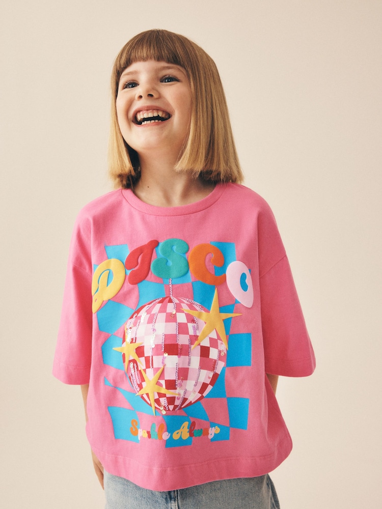 Pink Disco Sequin T-Shirt (3-16yrs) - Image 1 of 4