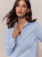 Bleu Rayure - Lipsy V-Neck Poplin Shirt - Image 3 de 5