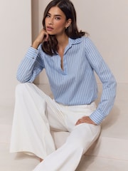 Bleu Rayure - Lipsy V-Neck Poplin Shirt - Image 4 de 5