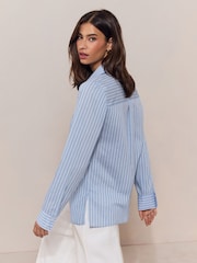 Bleu Rayure - Lipsy V-Neck Poplin Shirt - Image 5 de 5