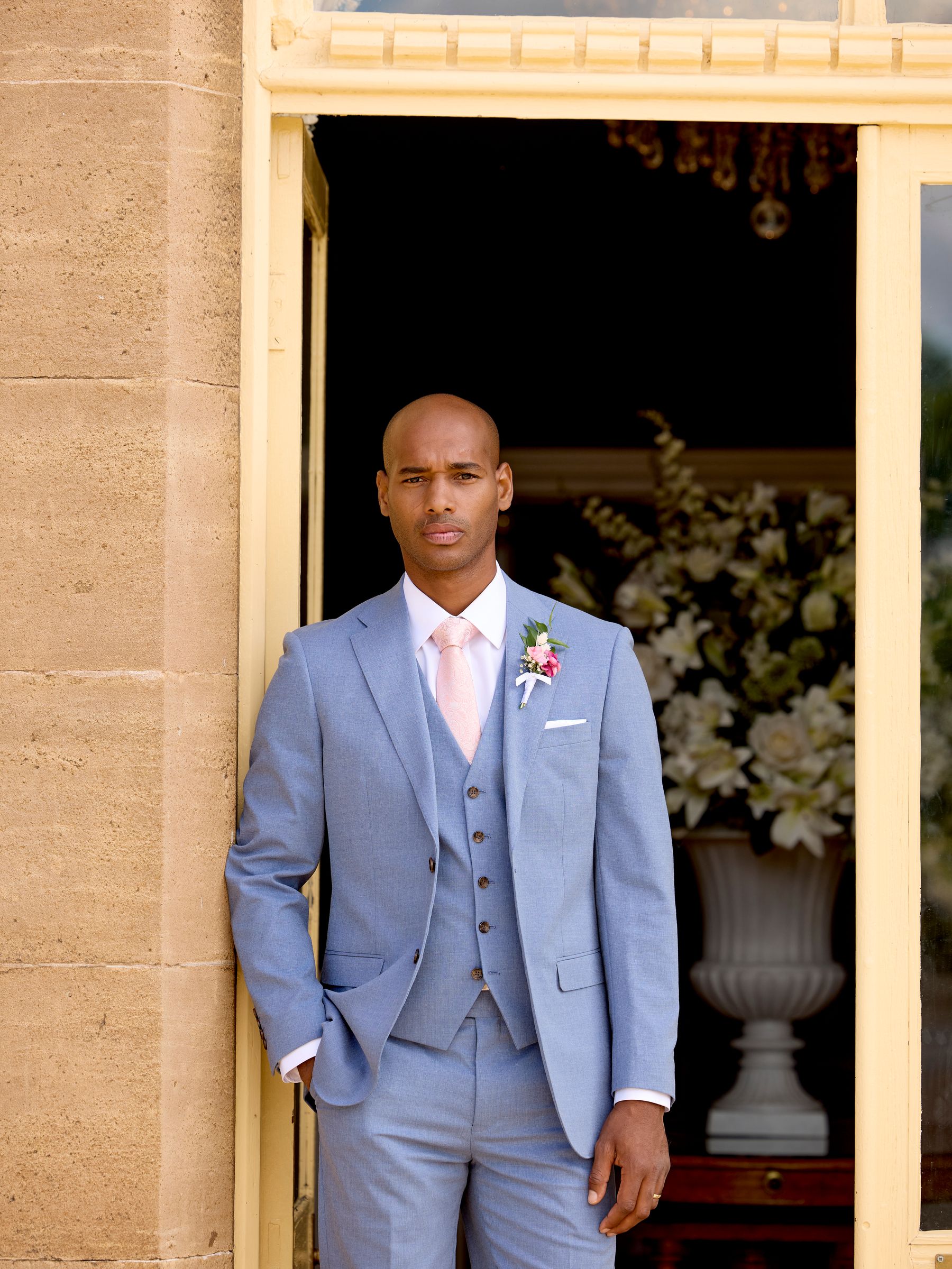 Buy Skopes Blue Tailored Fit Caspian Stretch Suit Waistcoat from the ...