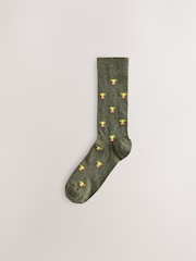 Green/Blue/Red Football Pattern Socks 5 Pack - Image 2 of 8