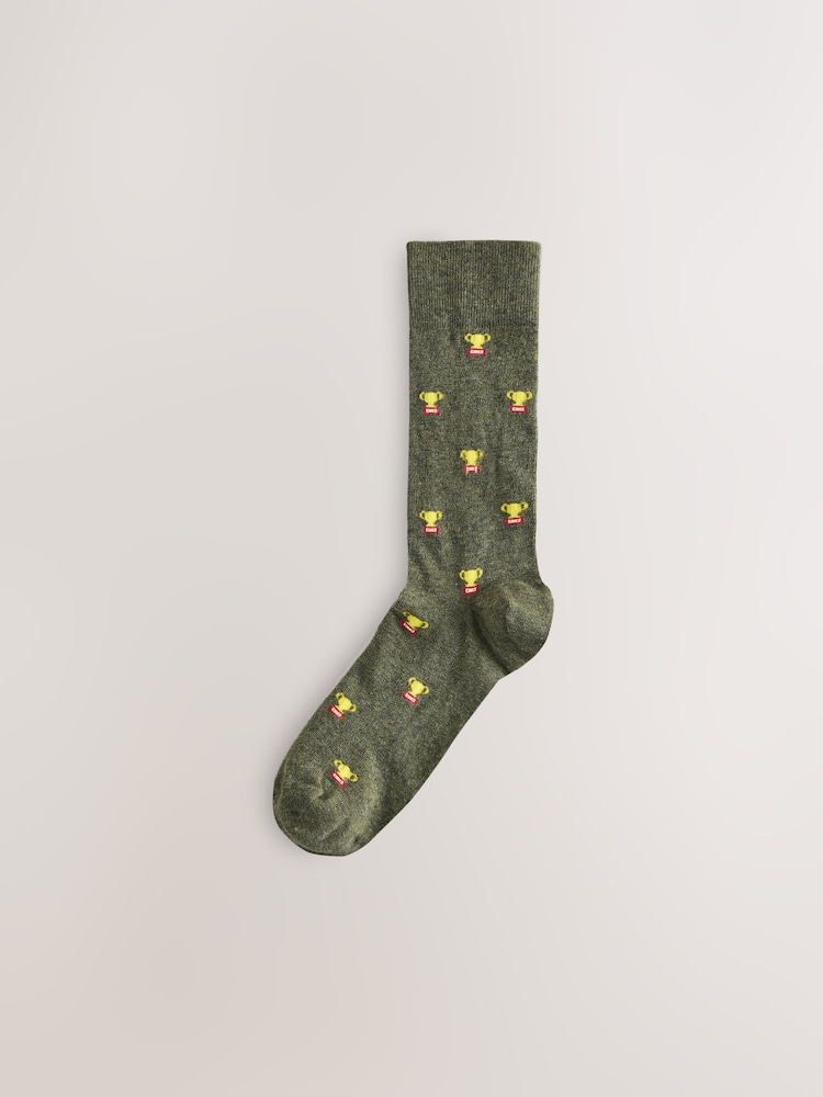 Green/Blue/Red Football Pattern Socks 5 Pack - Image 2 of 8 Green/Blue/Red Football Pattern Socks 5 Pack - Image 2 of 8
